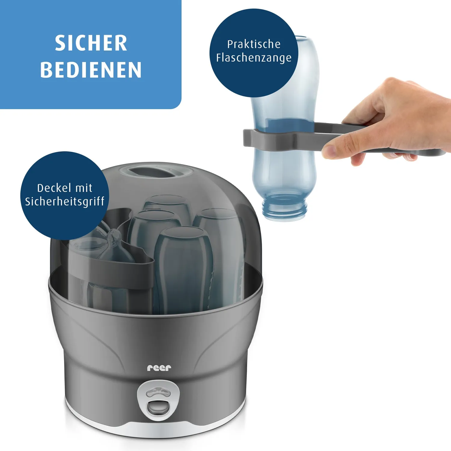 reer VapoMat S Sterilisator Single für 6 Flaschen