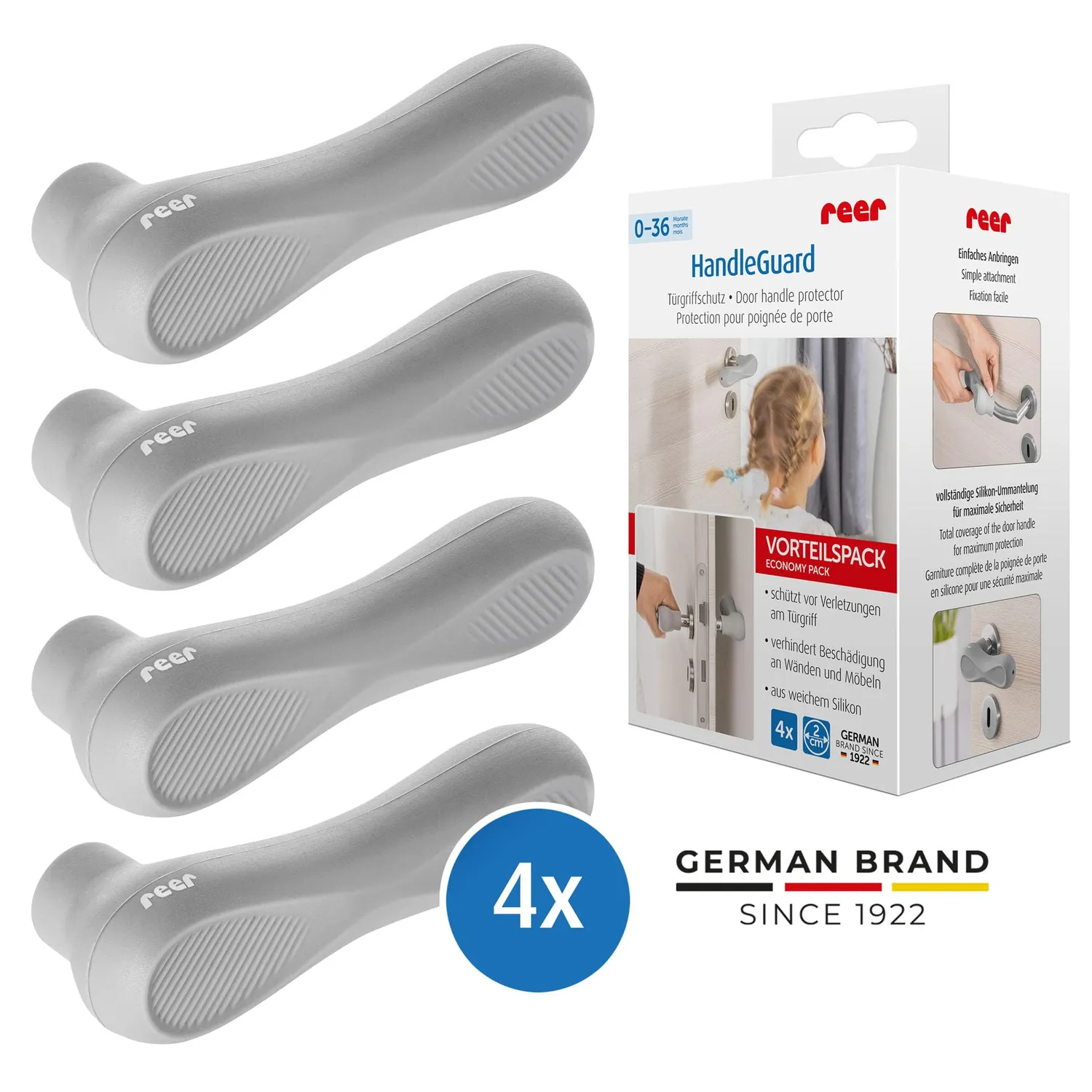 reer HandleGuard Türgriffschutz 4 Stück Silikon Grau