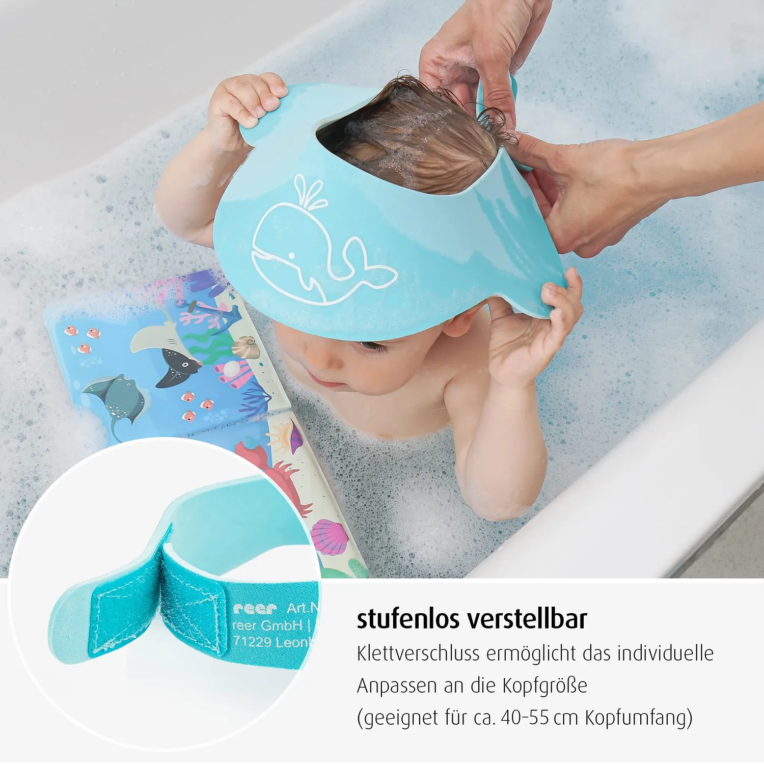 Reer MyHappyBath Cap Shampoo-Schutz blau 40-55 cm