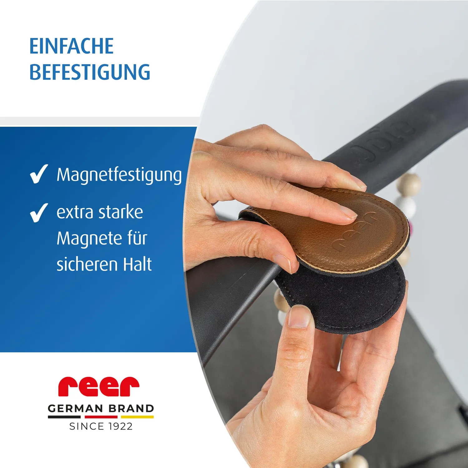 Reer Clip&Go Magnetclip braun für Kinderwagen 2er-Set