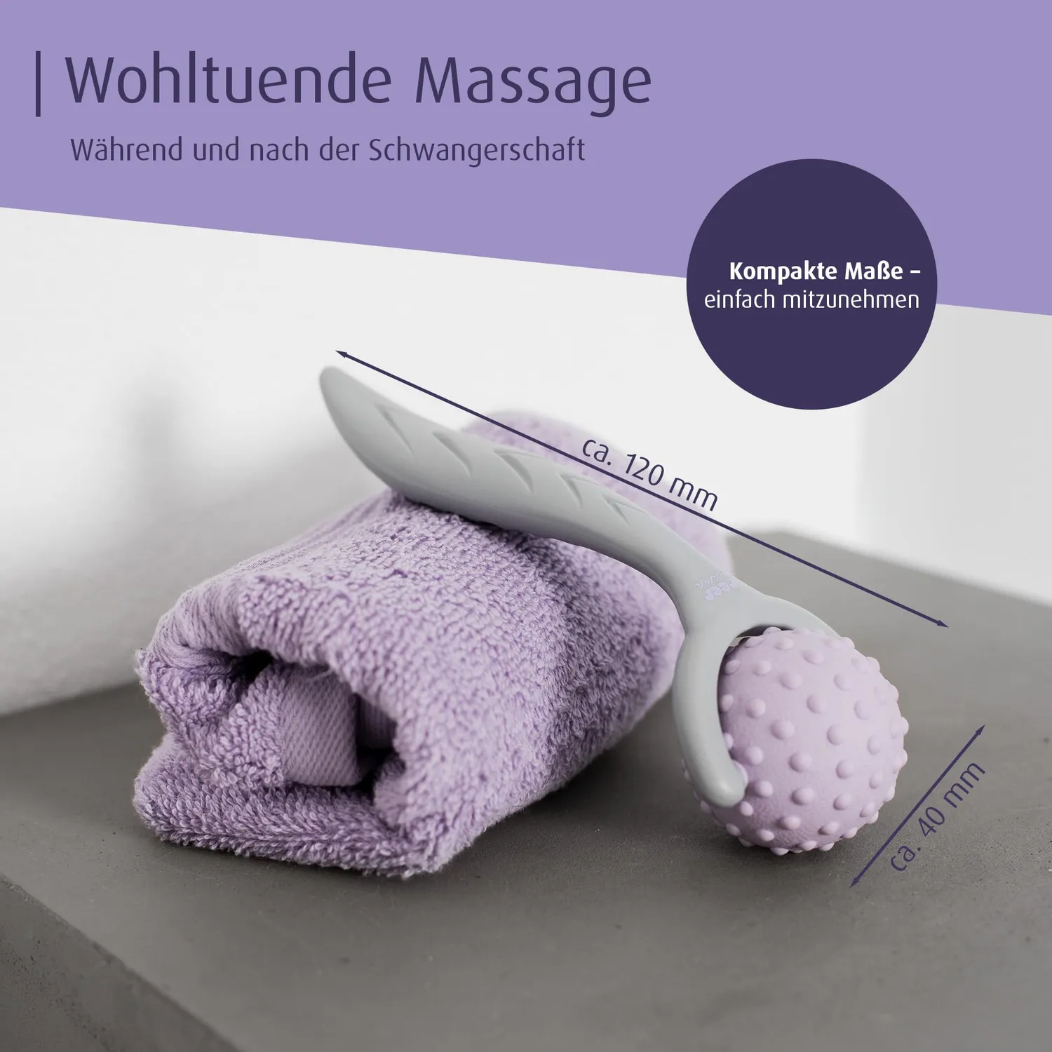 Reer Mama Massageroller Schwangerschaft Massagegerät Grau Lila Entspannung