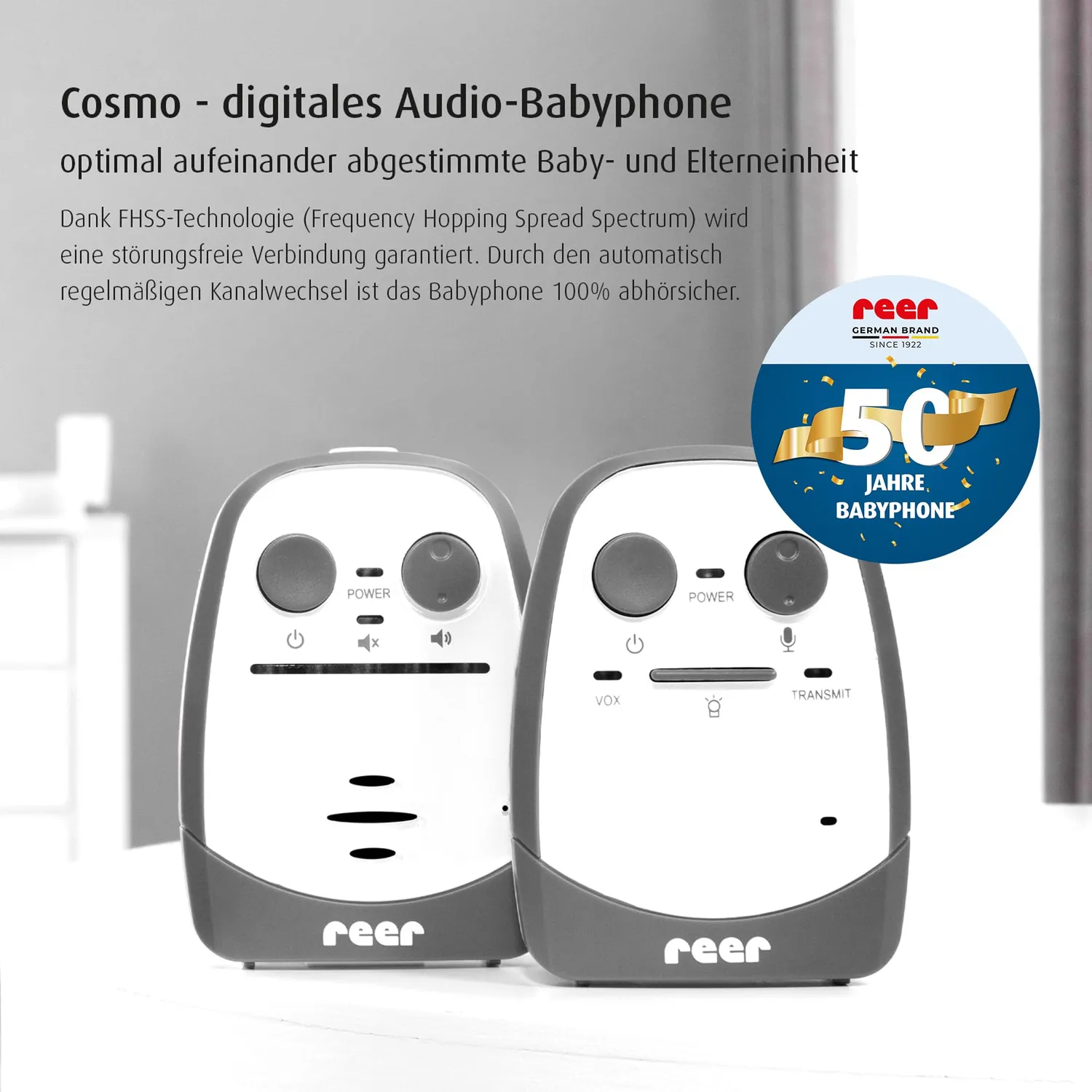 Reer Cosmo 50150 Babyphone Gegensprechfunktion 600 m weiß