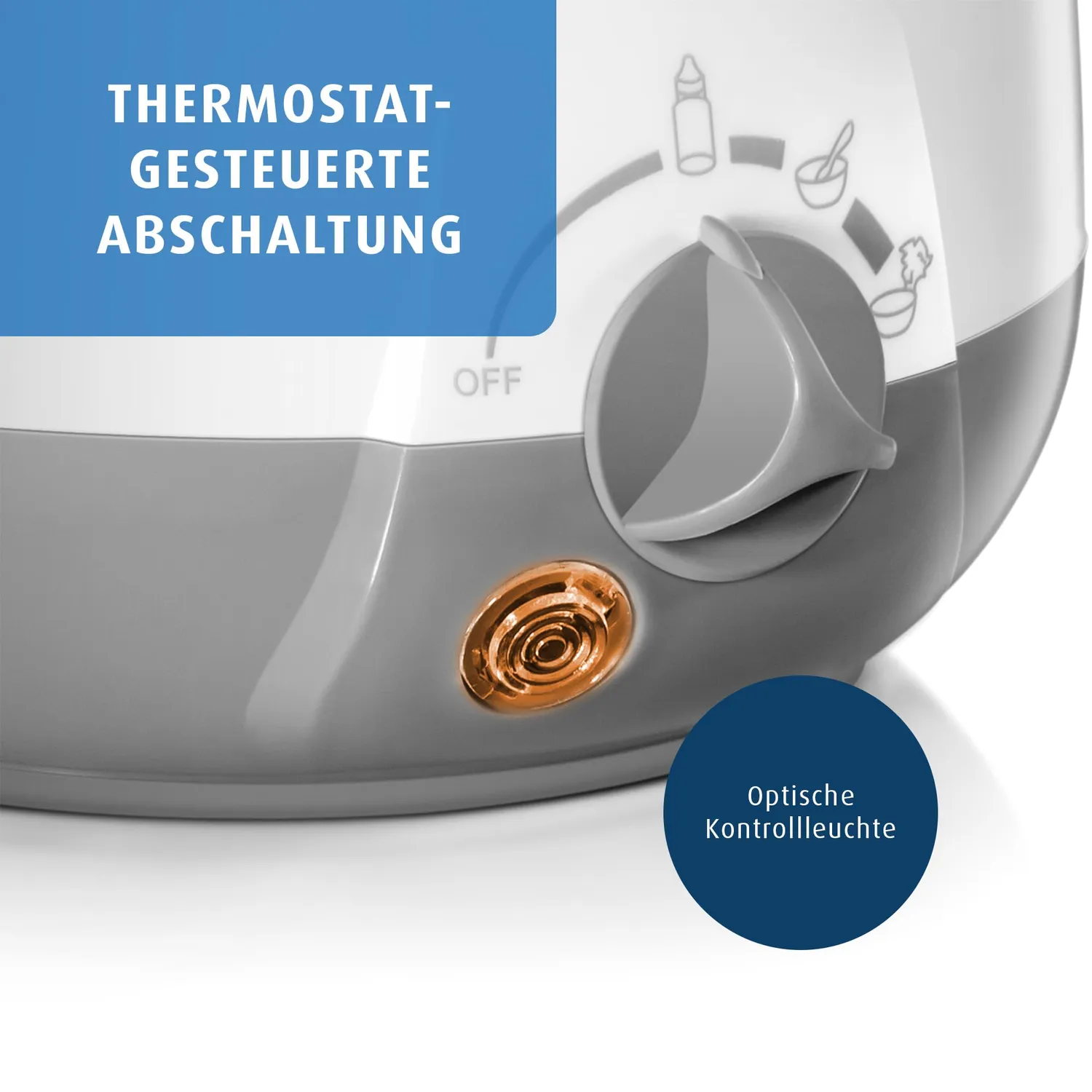 reer Simply Hot Flaschenwärmer Weiß Grau Wasserbad