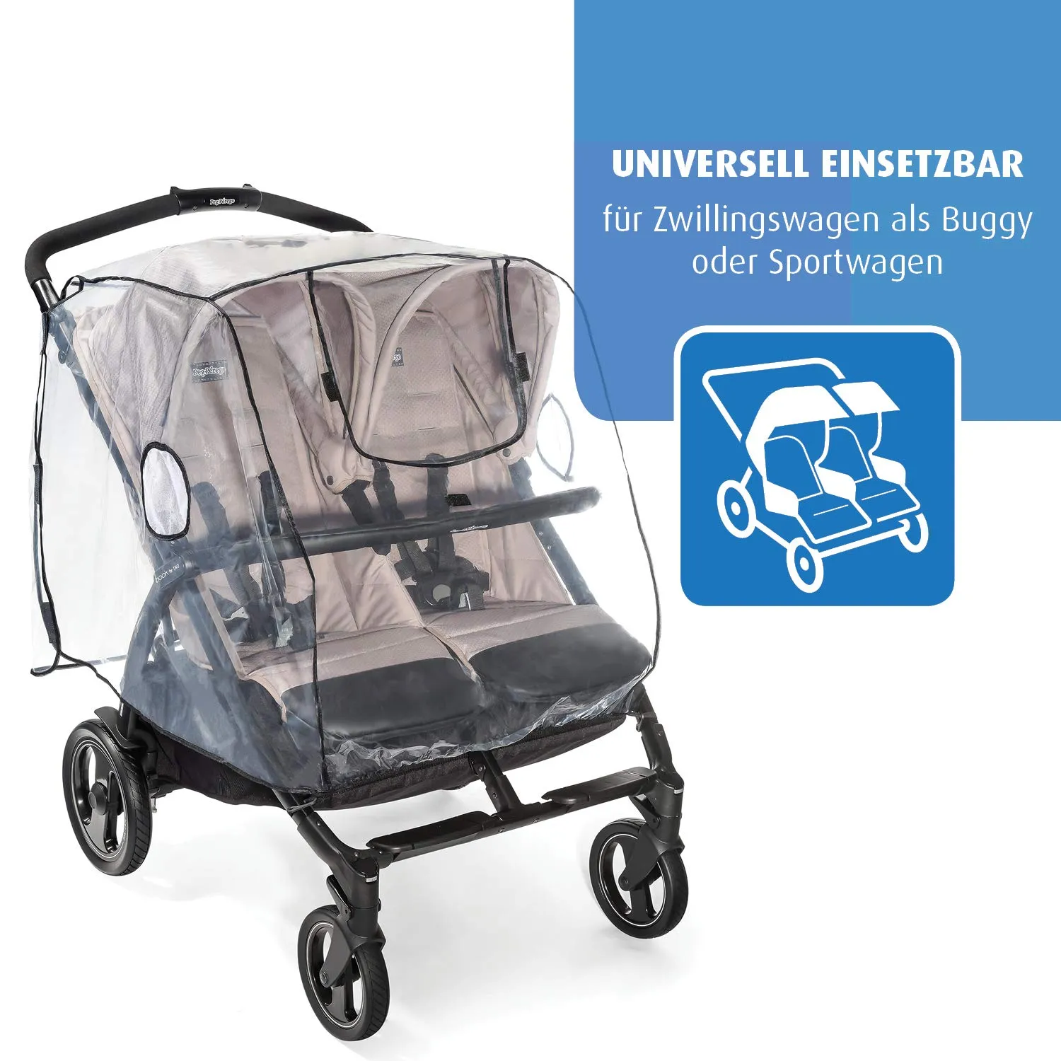 Reer RainCover Twin Regenschutz Zwillingswagen PVC-frei