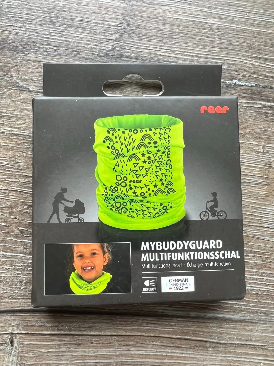 Reer MyBuddyGuard Multifunktionsschal Gelb reflektierend 26x45