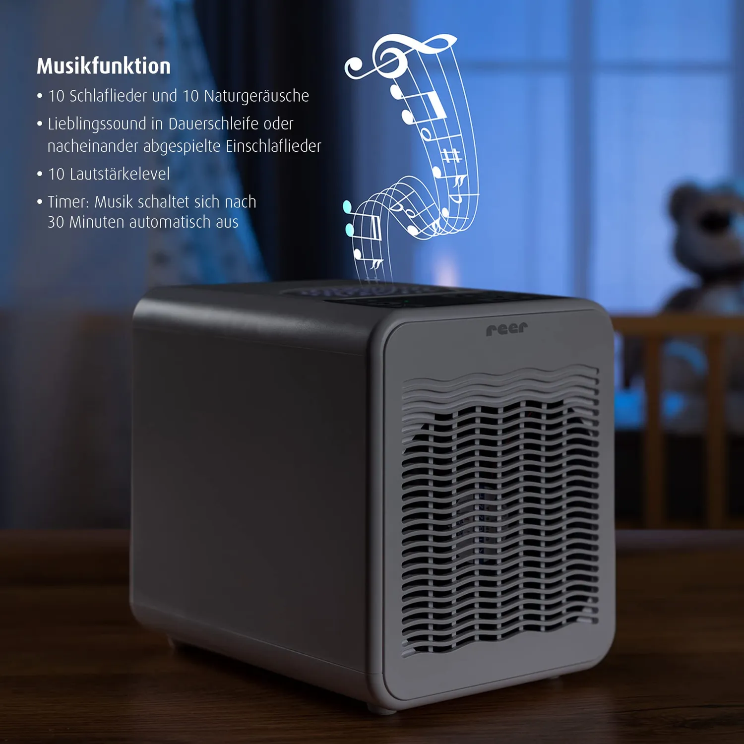 Reer 4in1 Air Purifier Luftreiniger weiß mit Nachtlicht
