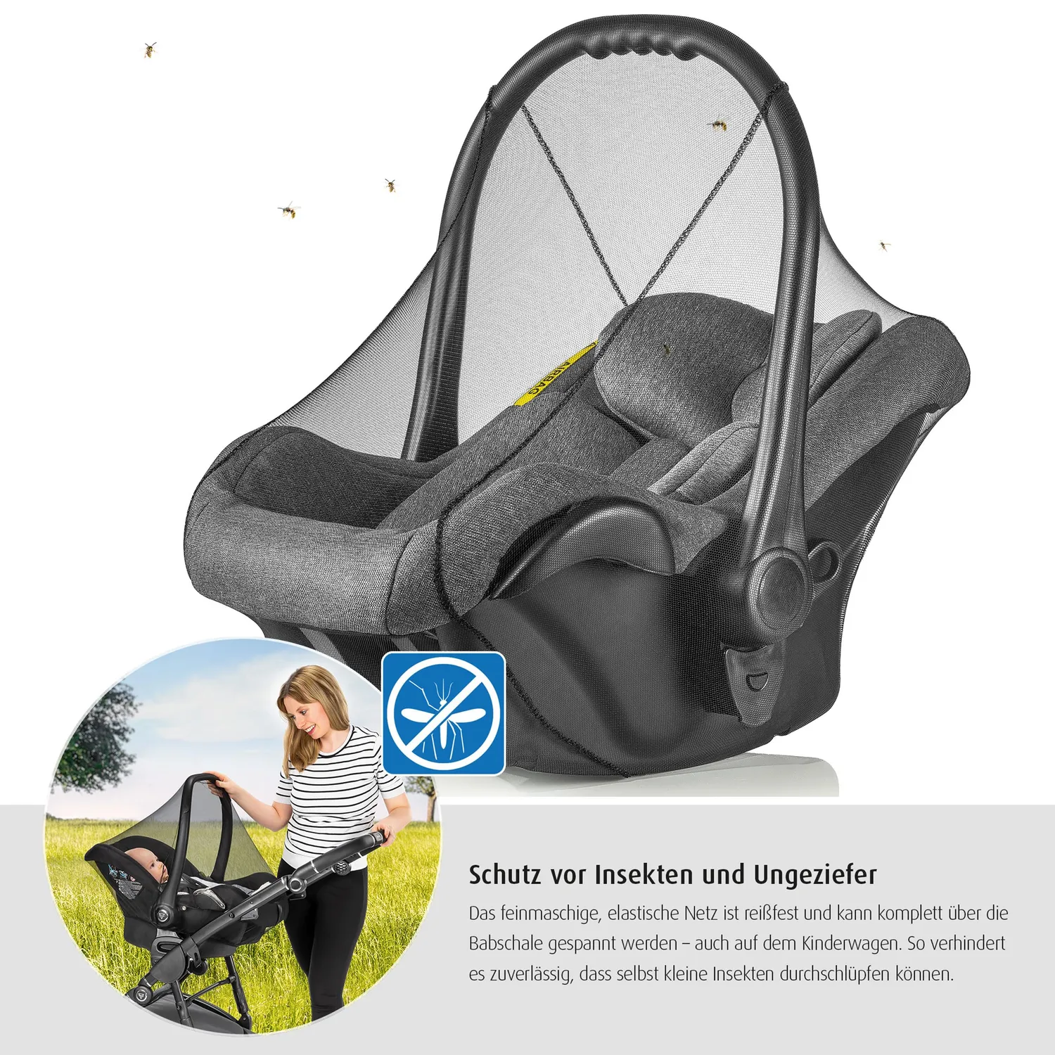 Reer 87011 Insektennetz Babyschale schwarz Extra groß