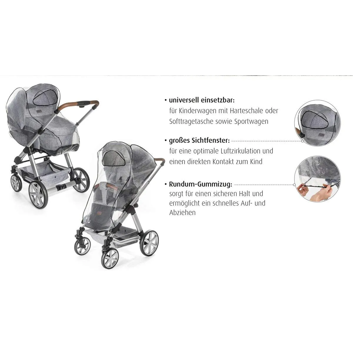 reer RainCover Classic Regenschutz Kinderwagen PVC-frei