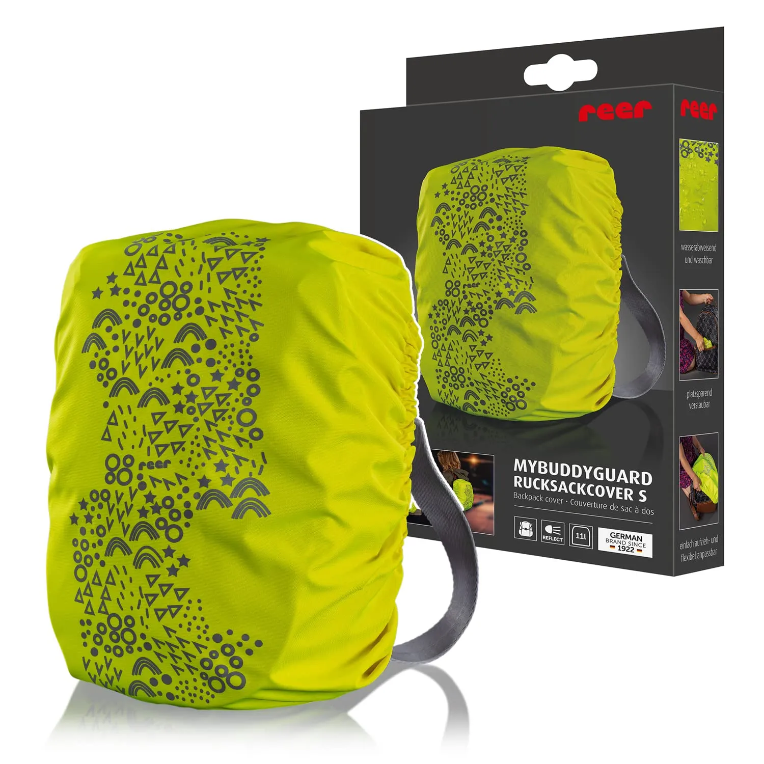 reer MyBuddyGuard Rucksackcover M Regenhülle neongelb