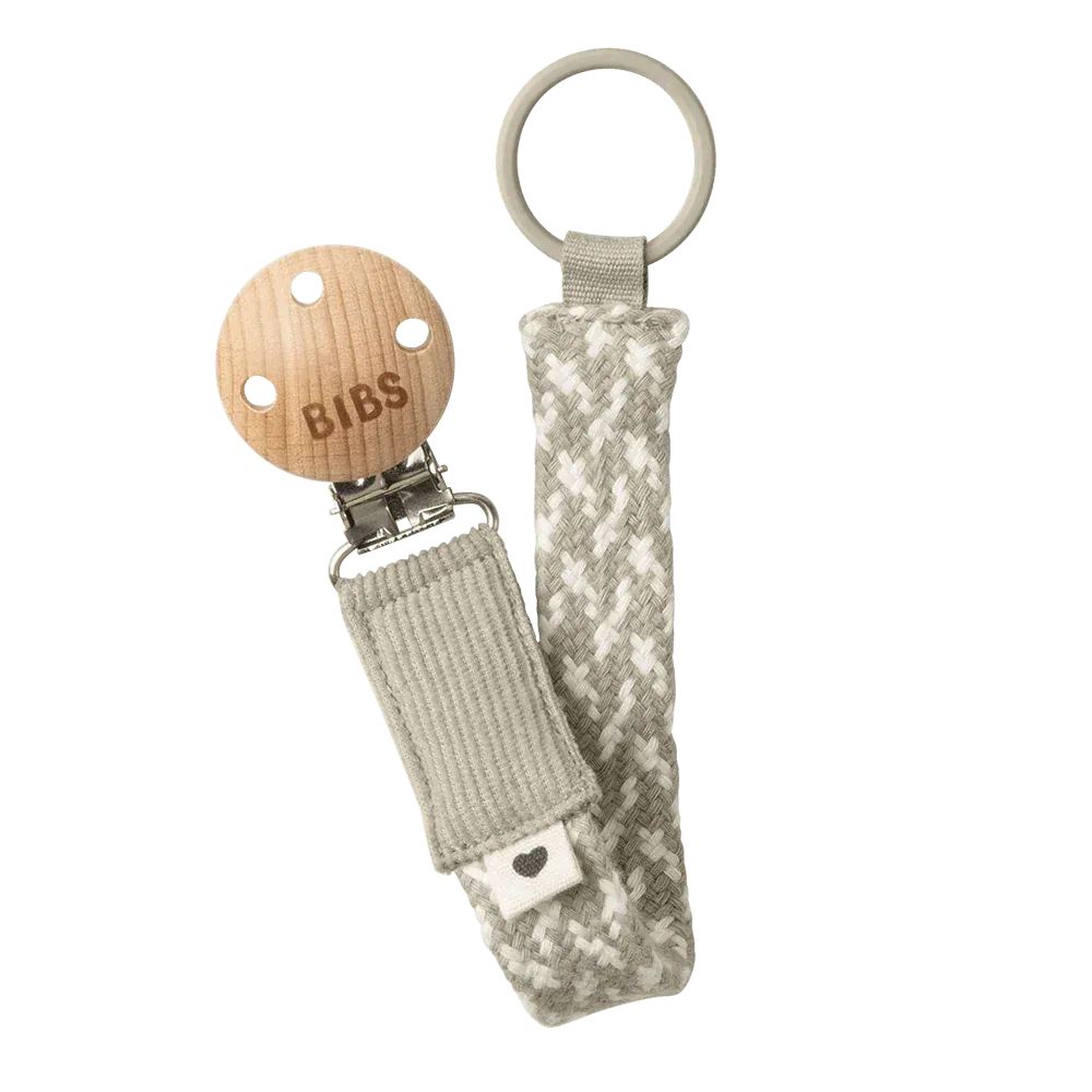 BIBS Schnullerclip Schnullerkette Sand/Ivory Bio-Baumwolle