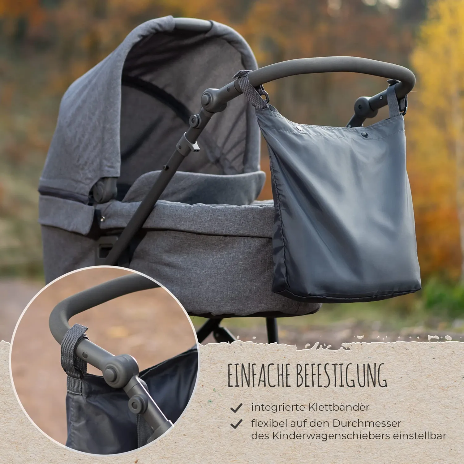 Reer Growing Kinderwagen-Einkaufstasche rPET grau 45x38 cm