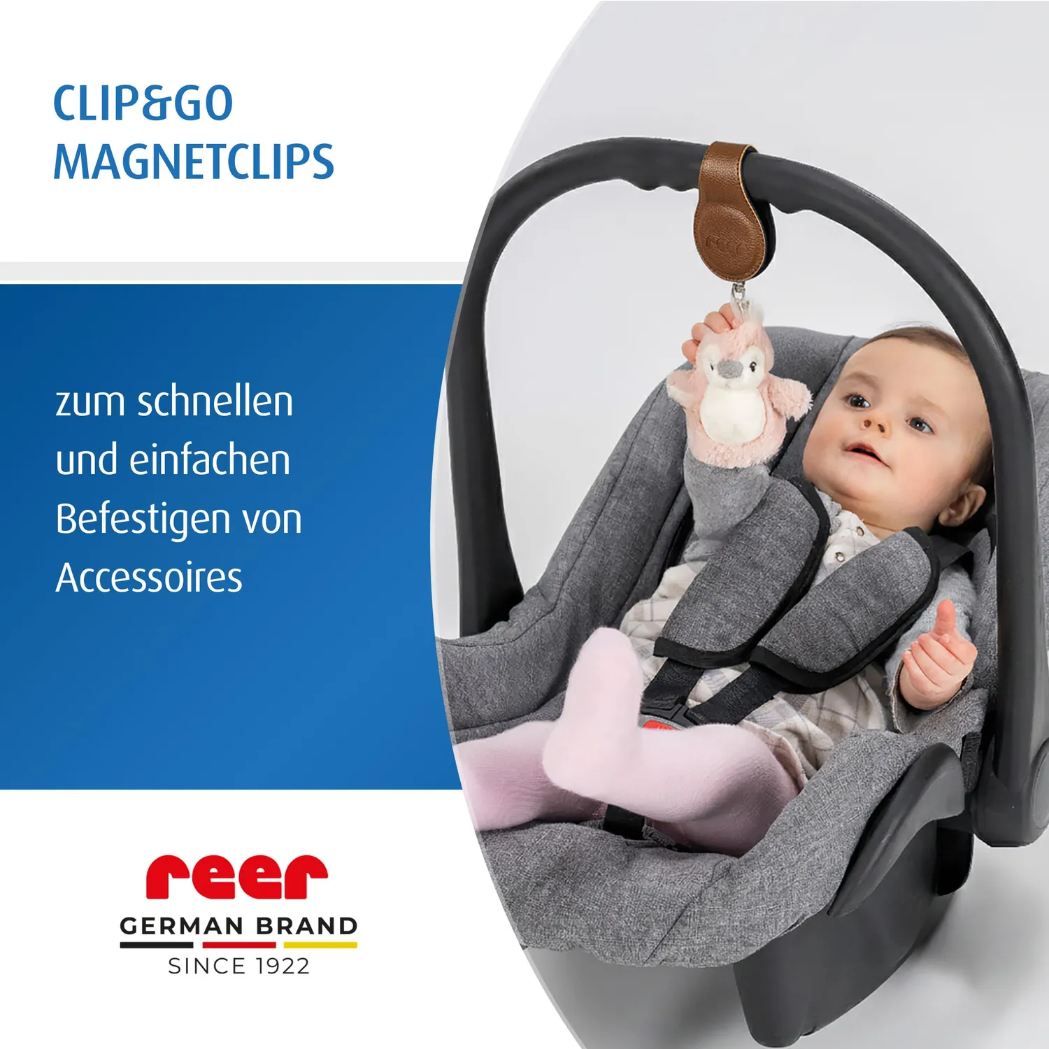 Reer Clip&Go Magnetclip braun für Kinderwagen 2er-Set