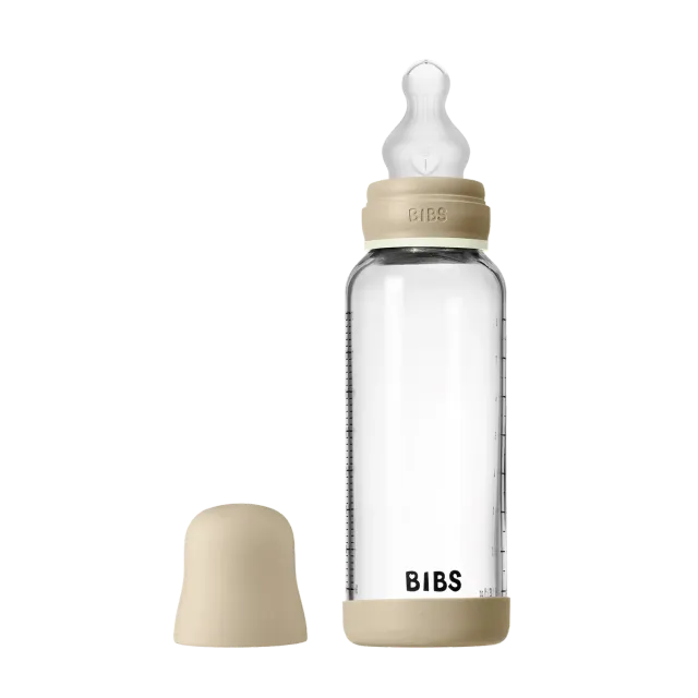 BIBS Glow Baby Glasflasche 240 ml Vanilla Silikon