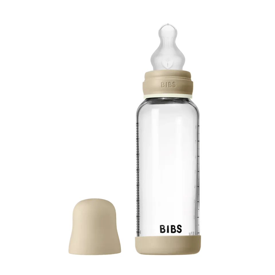 BIBS Glow Baby Glasflasche 240 ml Vanilla Silikon
