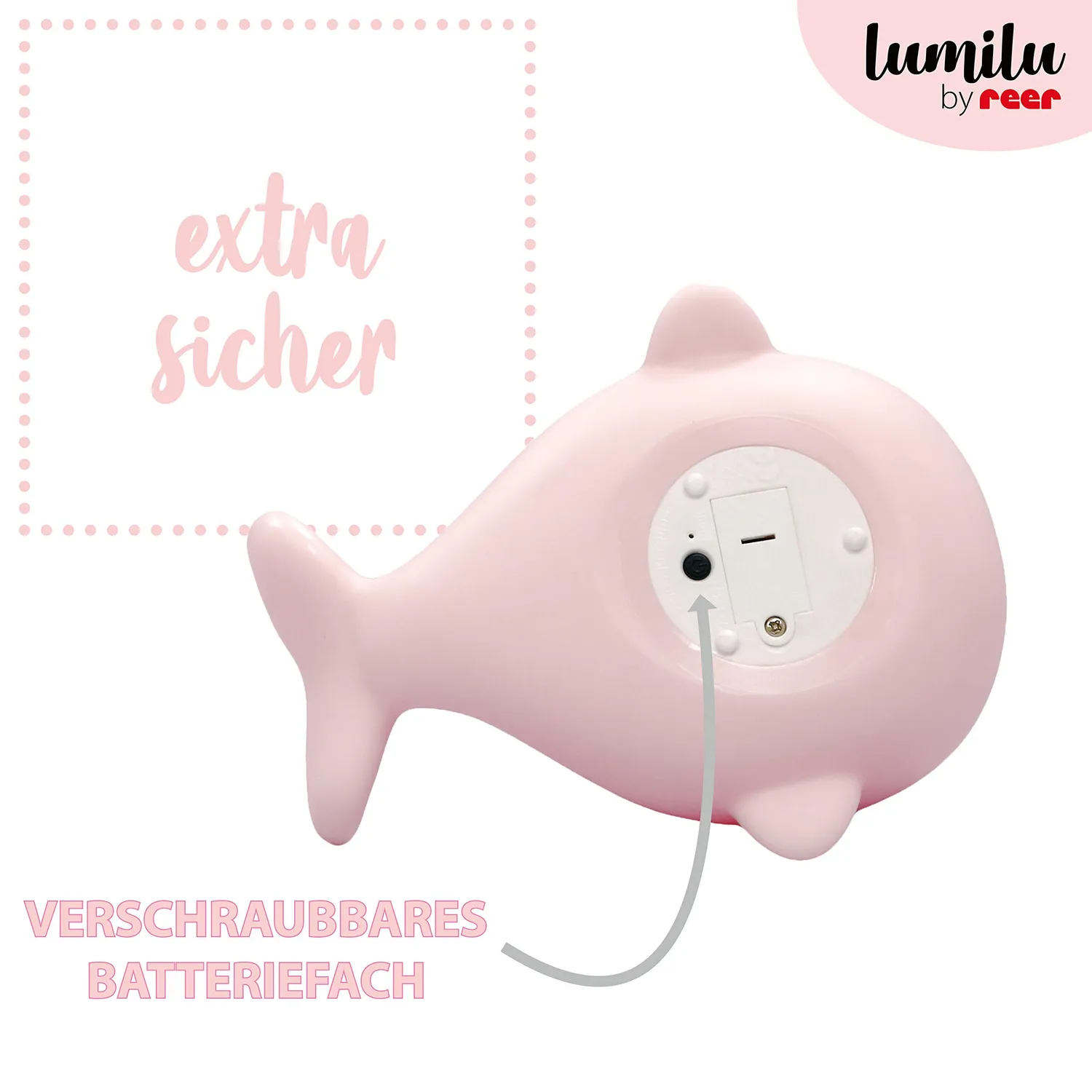 Reer Lumilu Sea Life Nachtlicht Narwal Rosa mit Timer LED