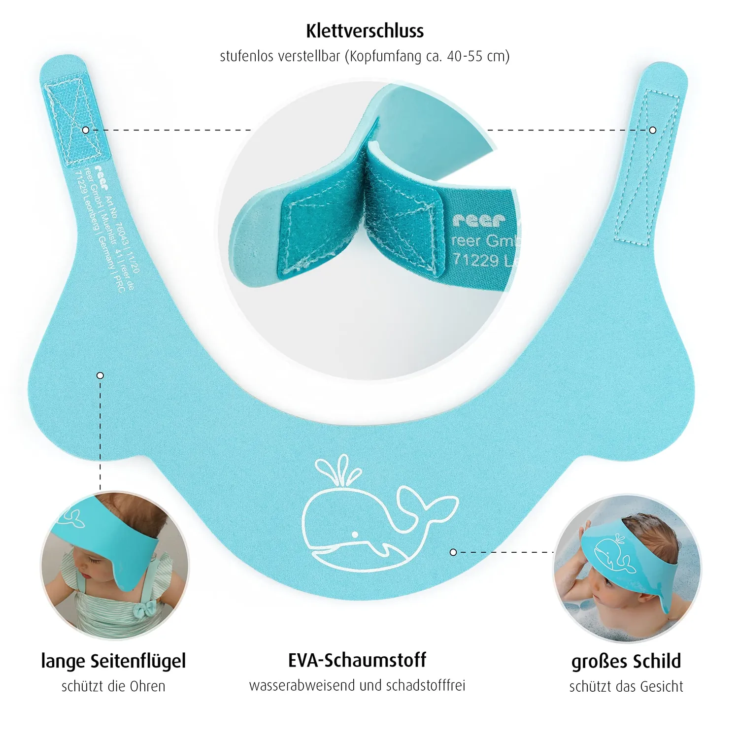 Reer MyHappyBath Cap Shampoo-Schutz blau 40-55 cm