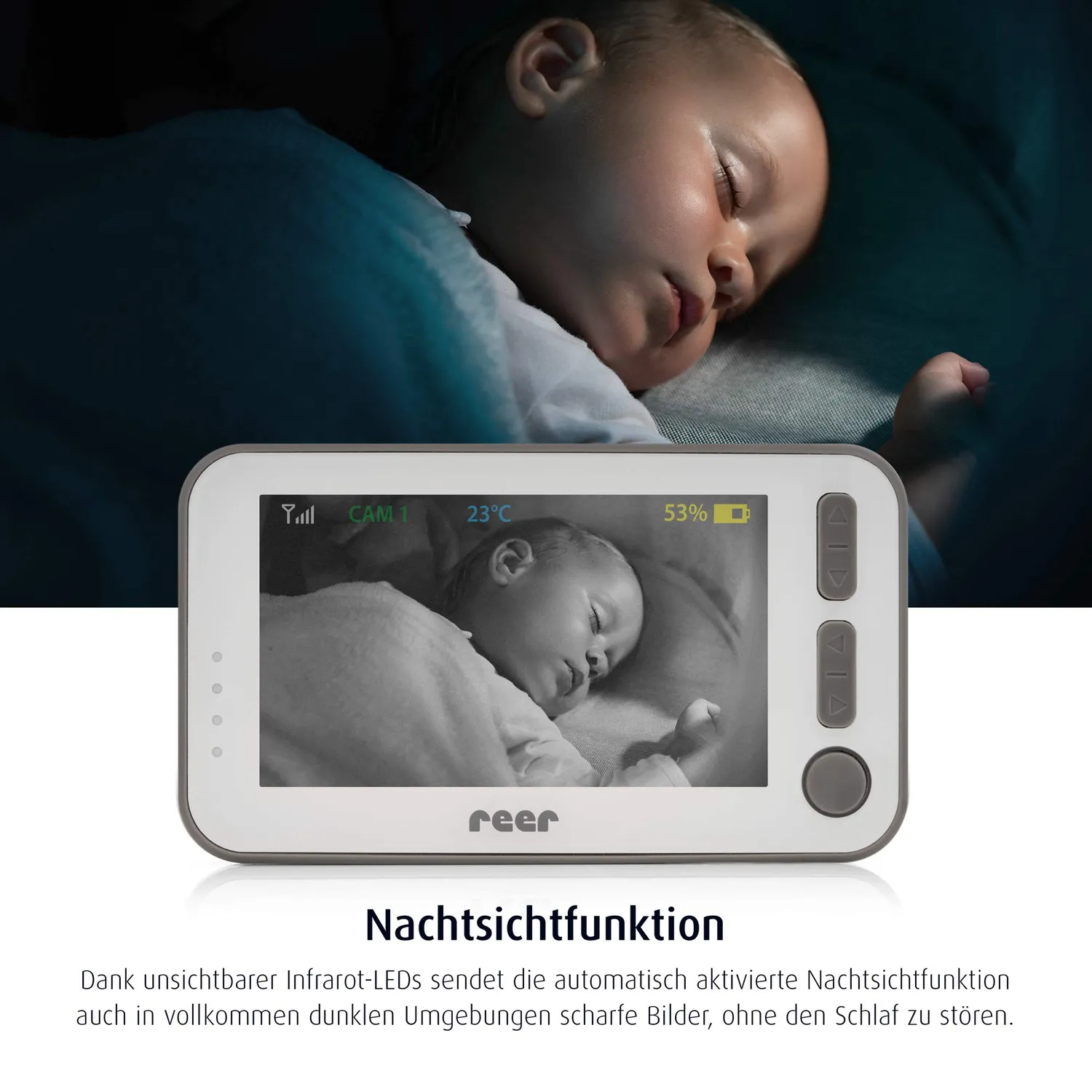 reer 80440 BabyCam XL Video-Babyphone weiß 4,3 Zoll
