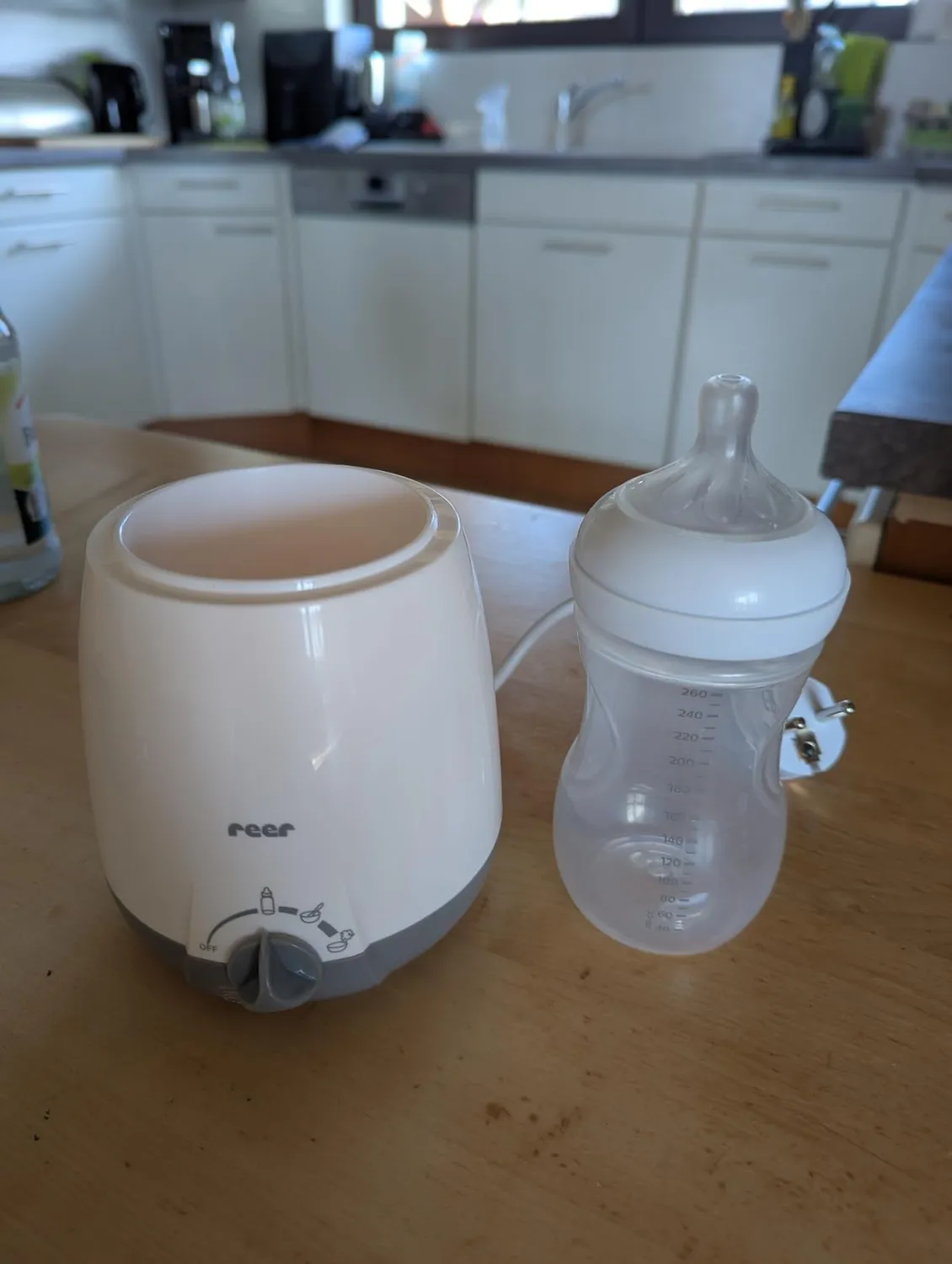 reer Simply Hot Flaschenwärmer Weiß Grau Wasserbad
