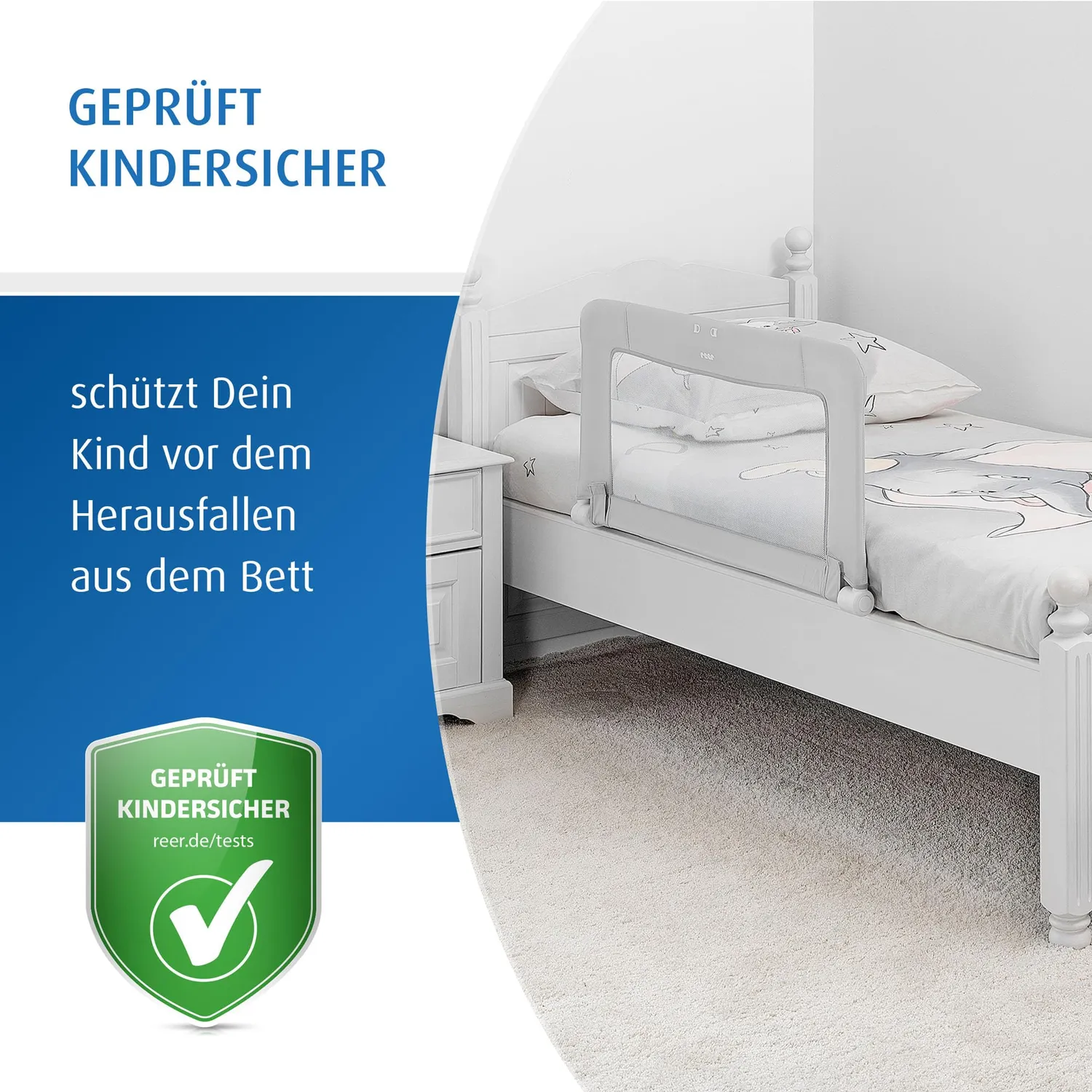 Reer ByMySide Rausfallschutz grau 100x50 cm klappbar