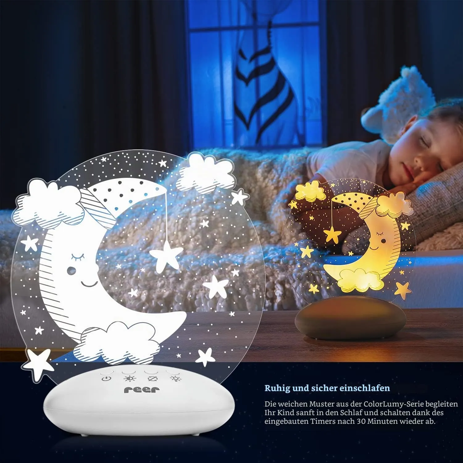 reer ColourLumy Mond Nachtlicht grau Farbwechsel Timer