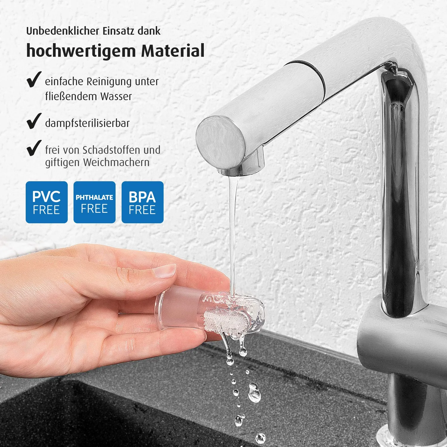 Reer 79249 Finger-Zahnbürste Silikon transparent 2 Stück