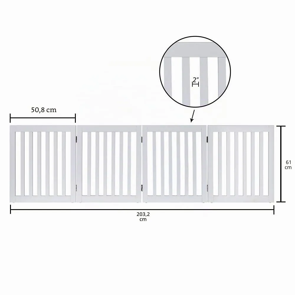 unipaws Absperrgitter Weiß 204 cm 4-teilig 61 cm hoch