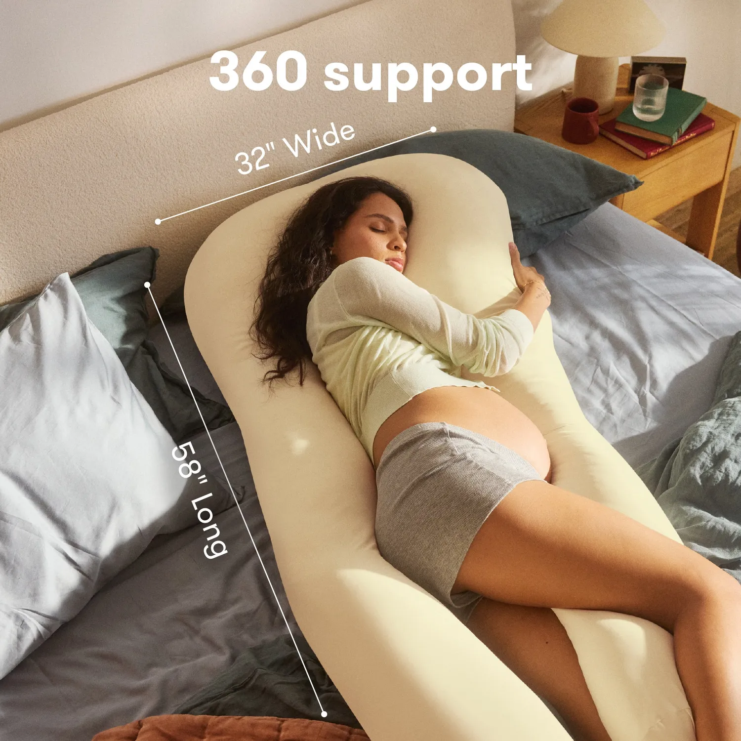 Frida Mom Full Body Support Schwangerschaftskissen U-Form atmungsaktiv