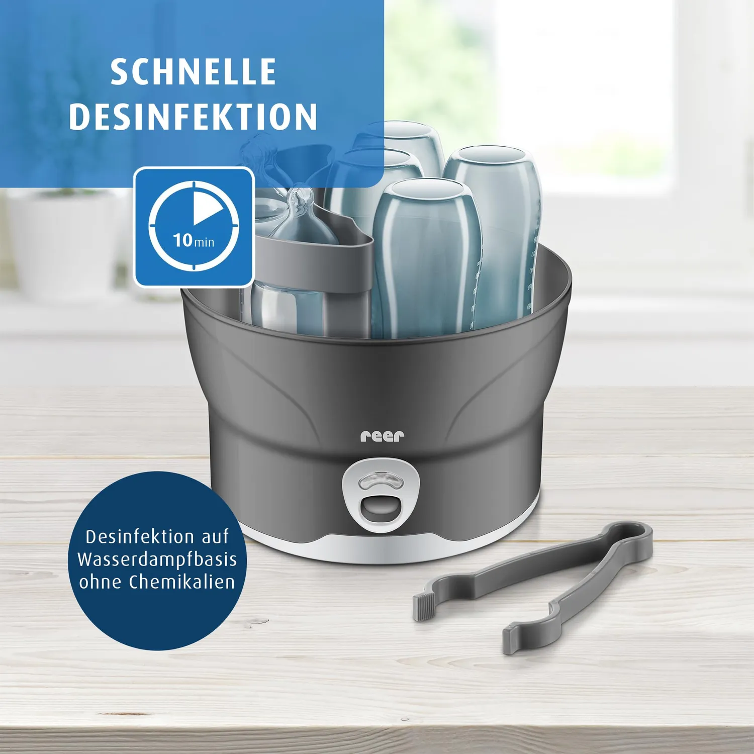 reer VapoMat S Sterilisator Single für 6 Flaschen