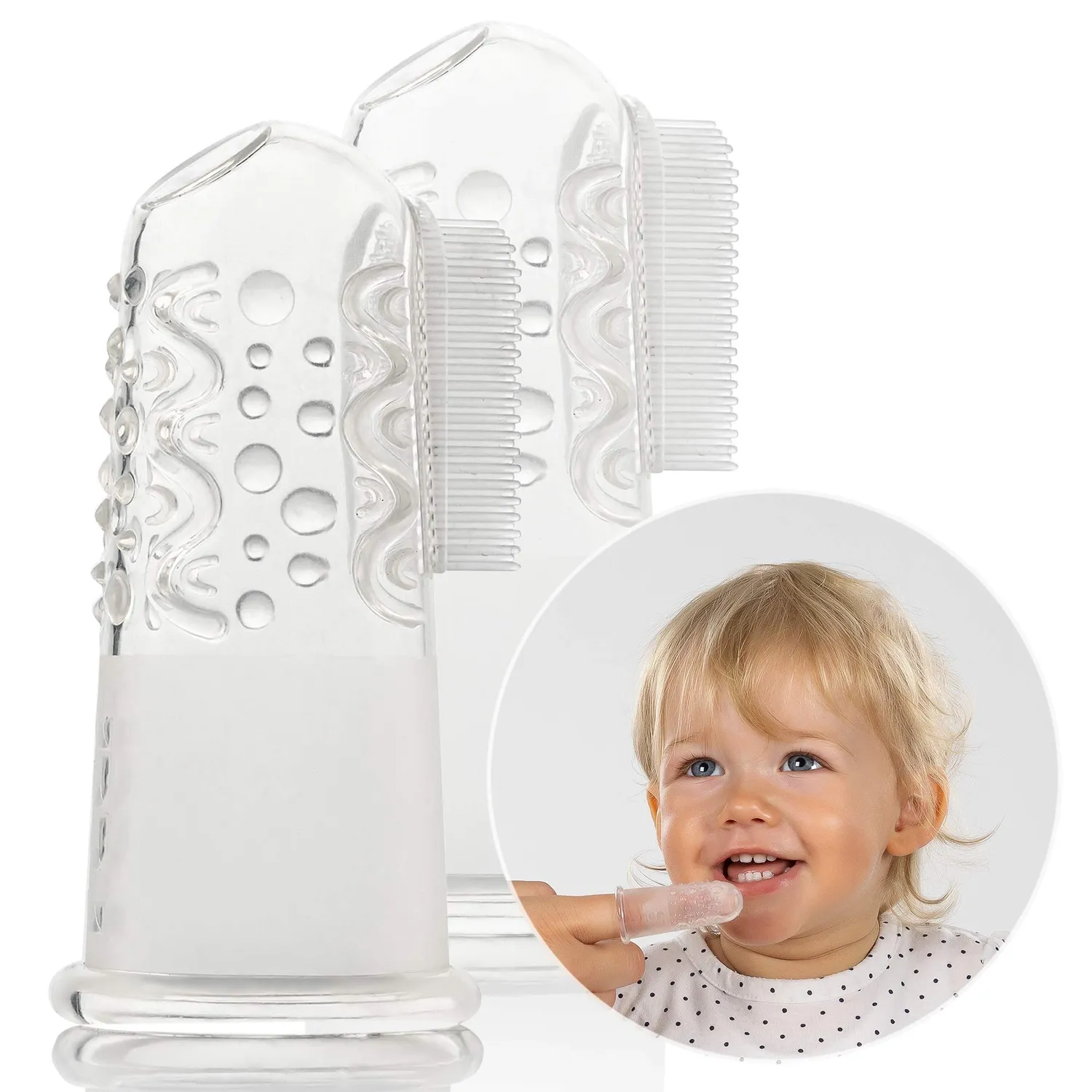 Reer 79249 Finger-Zahnbürste Silikon transparent 2 Stück