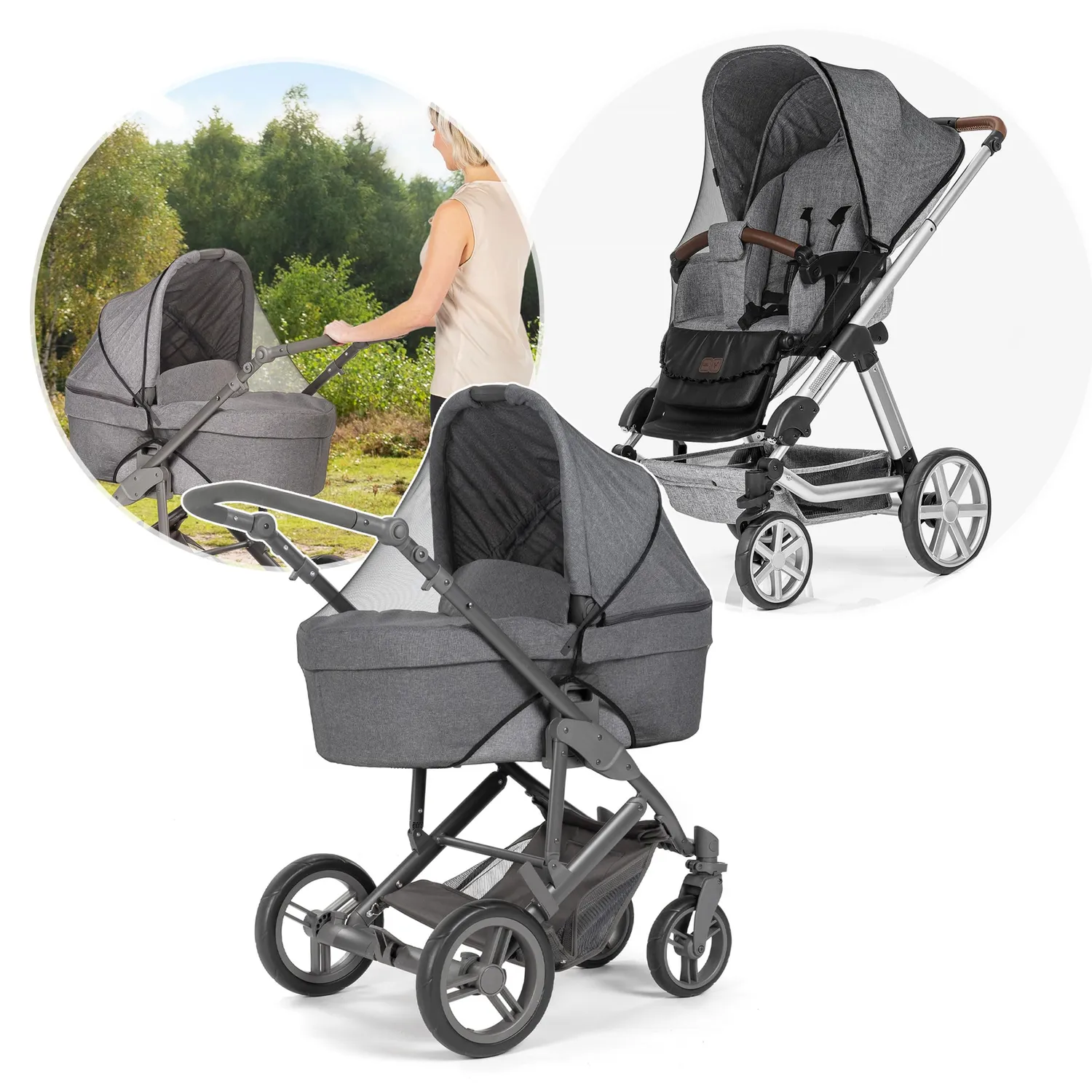 Reer Insektenschutz Kinderwagen 87021 Schwarz XL