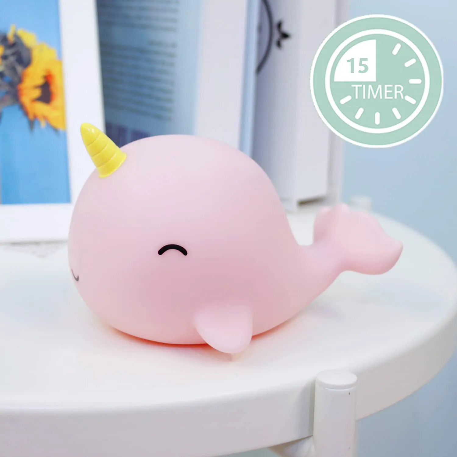 Reer Lumilu Sea Life Nachtlicht Narwal Rosa mit Timer LED