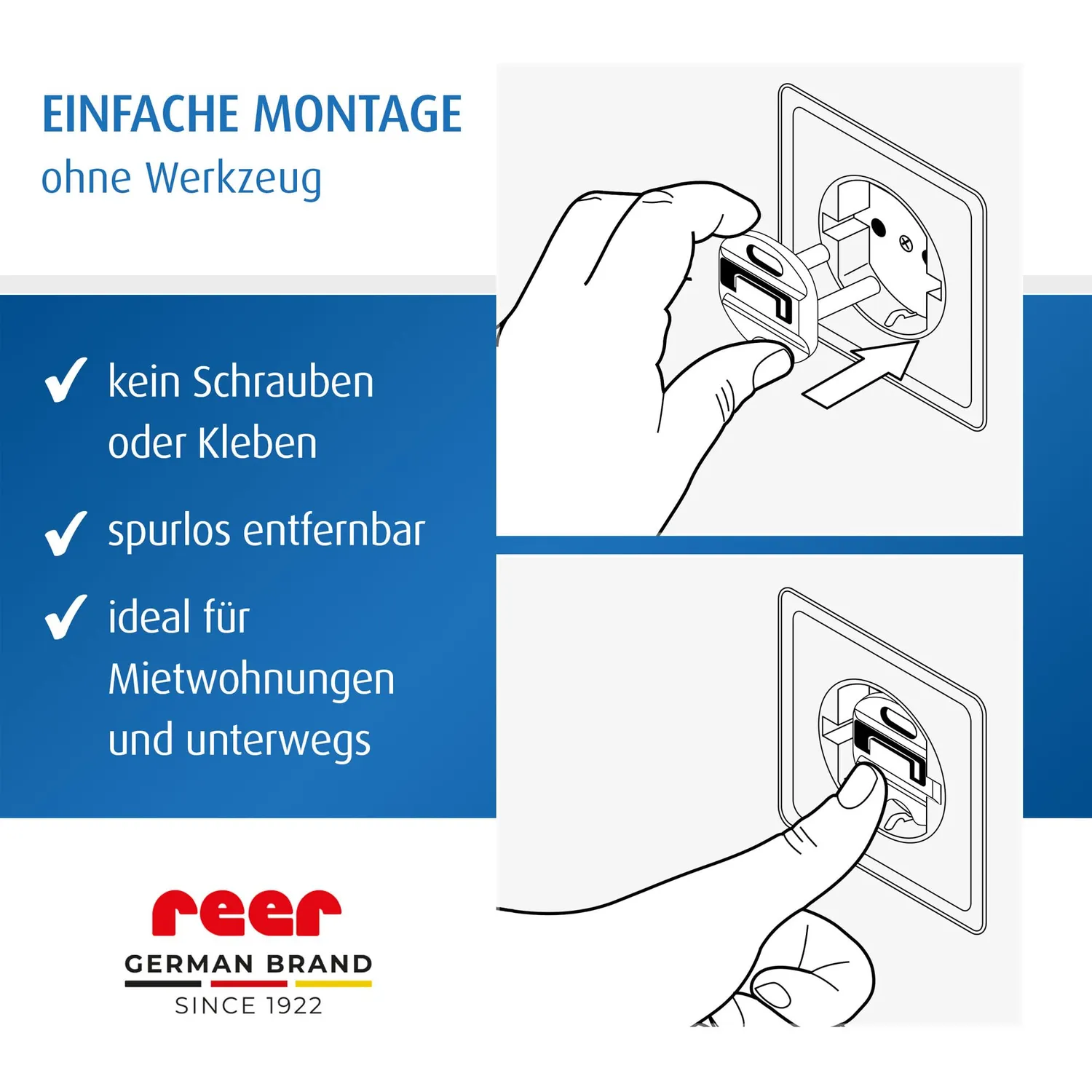 Reer Steckdosen-Kappe mit Schlüssel 7 Stück weiß