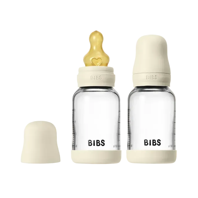 BIBS Baby Bottle Glasflasche Ivory 120 ml 2 Stück Latex