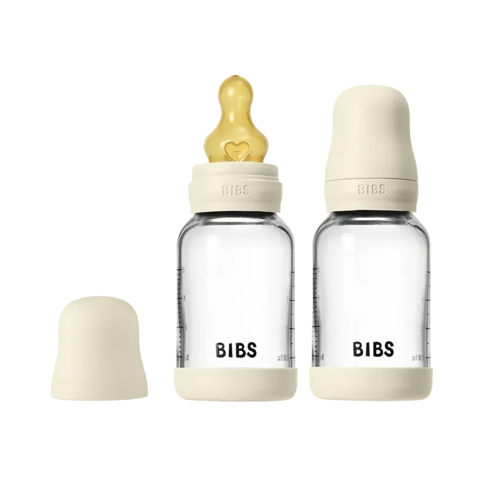 BIBS Baby Bottle Glasflasche Ivory 120 ml 2 Stück Latex