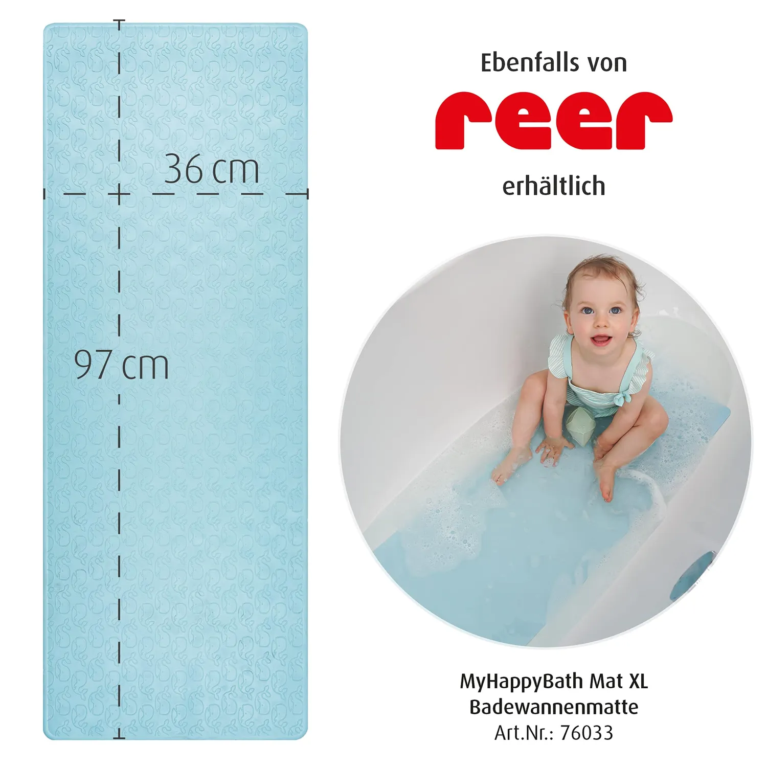 reer MyHappyBath Badewannenmatte 42x25 cm blau Wal