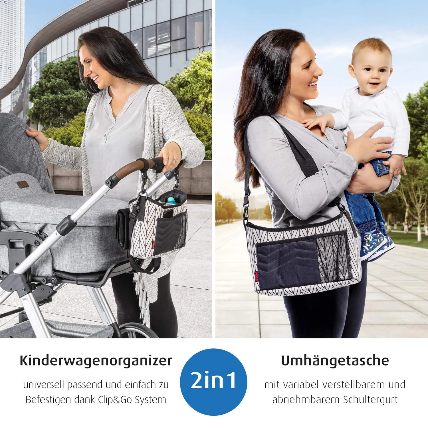 reer Clip&Go Vario Kinderwagen-Organizer mit Wickelauflage