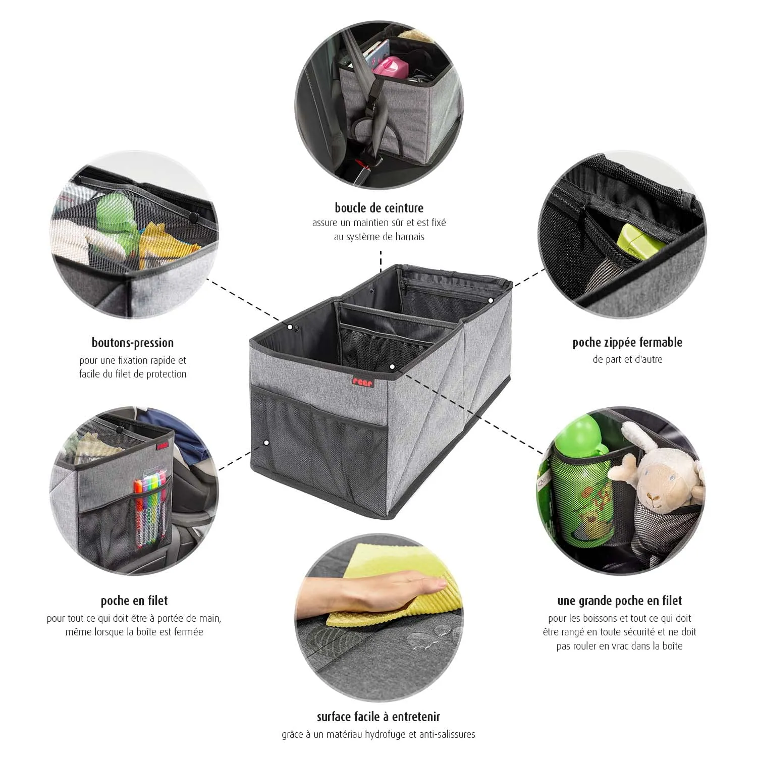 reer TravelKid Box Rücksitz-Autobox grau 46 cm