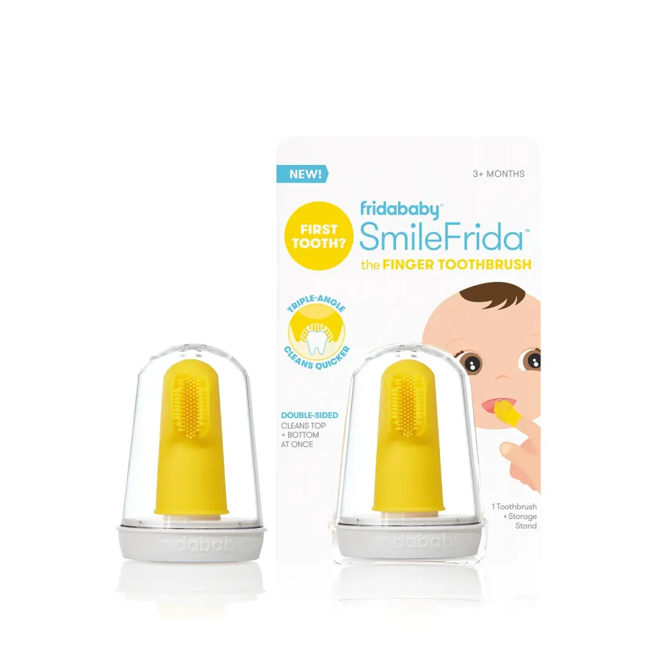 SmileFrida Finger Zahnbürste Baby Silikon mit Ständer