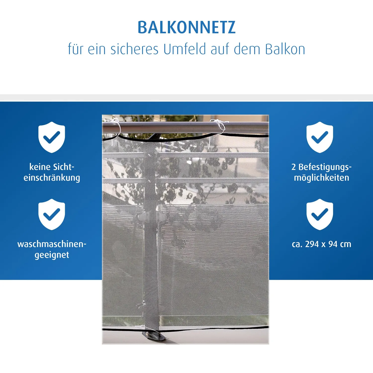 reer Balkon-Schutznetz Netz 294x94 cm weiß wetterfest