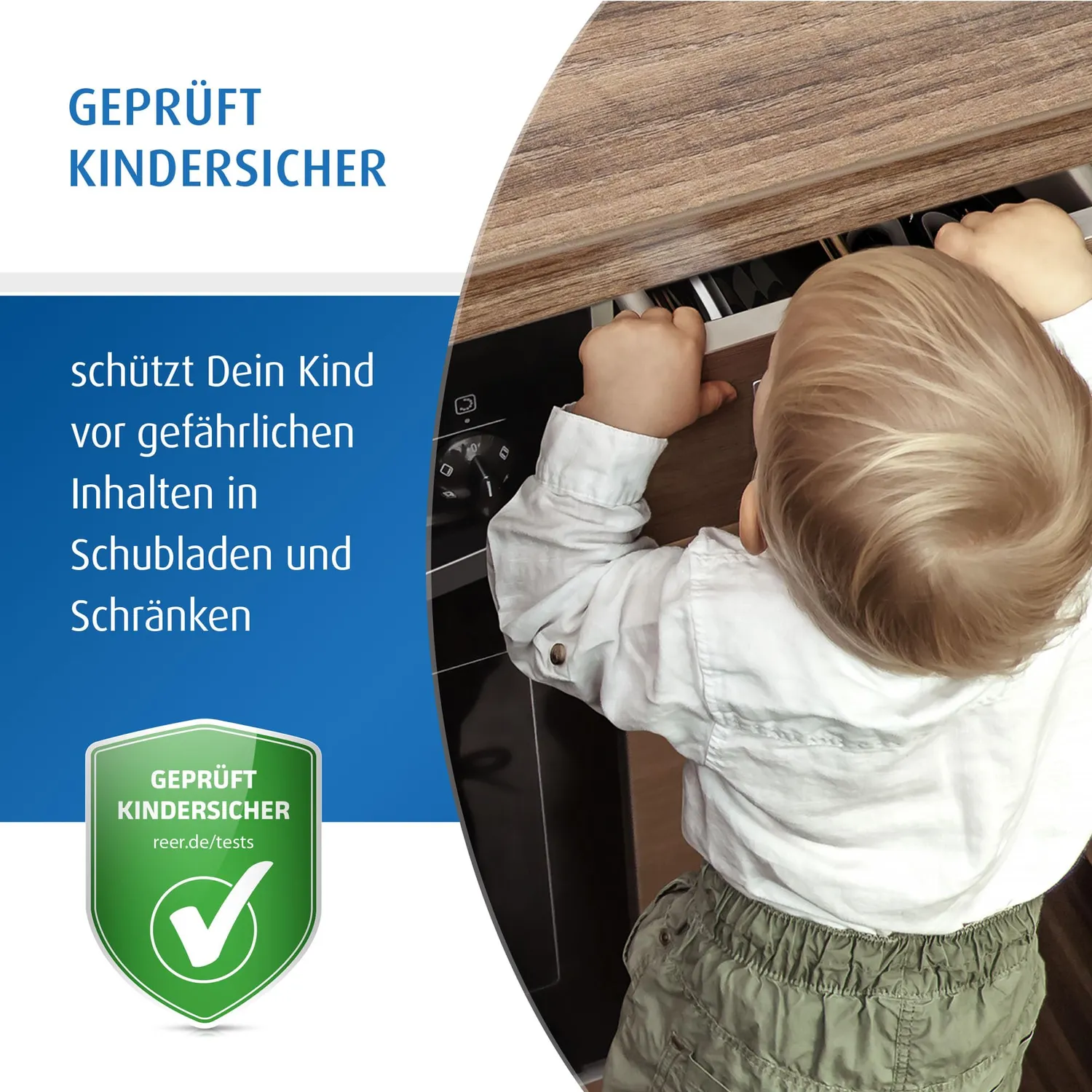 Reer Schrank- und Schubladensicherung innen weiß 8 Stück Klemmschutz