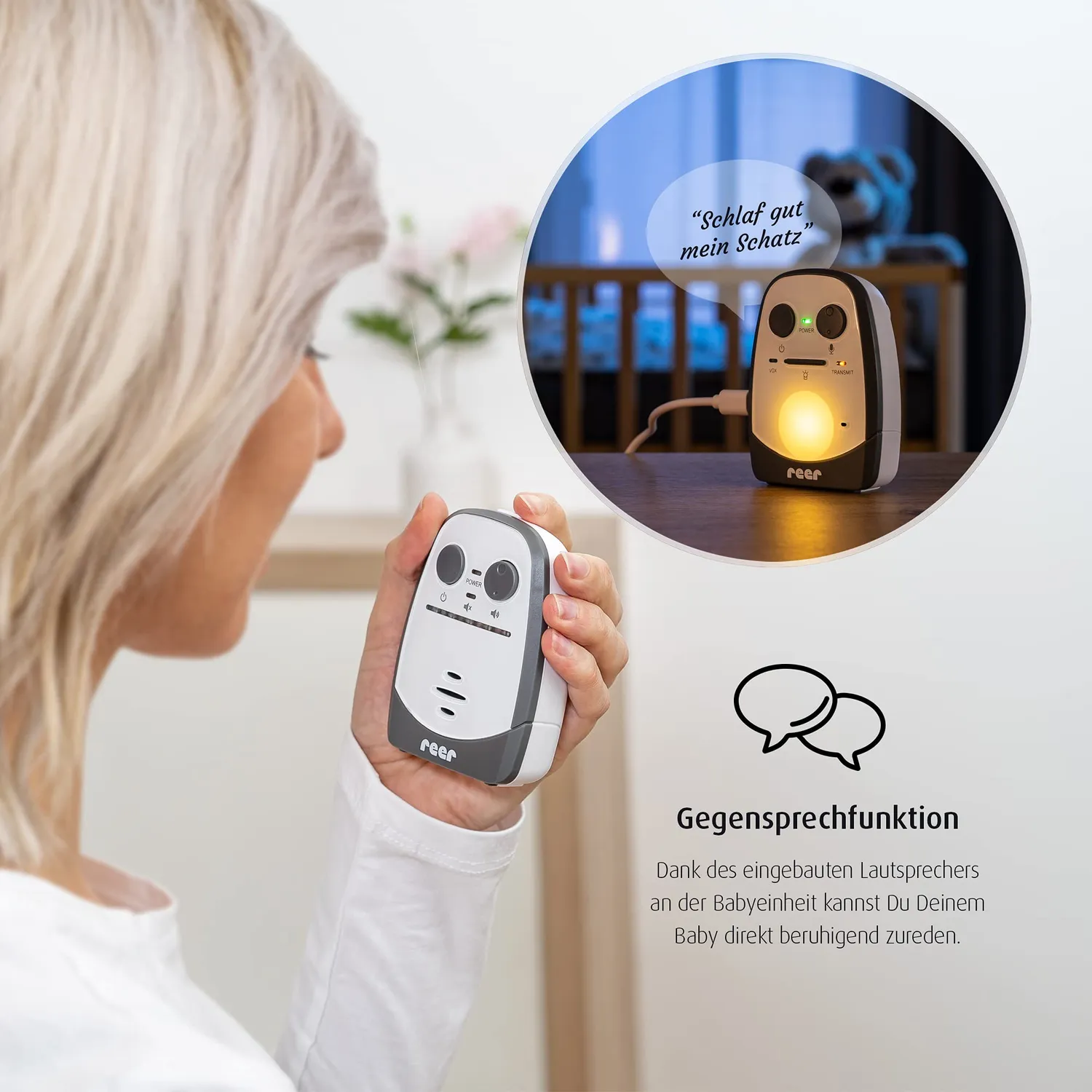 Reer Cosmo 50150 Babyphone Gegensprechfunktion 600 m weiß