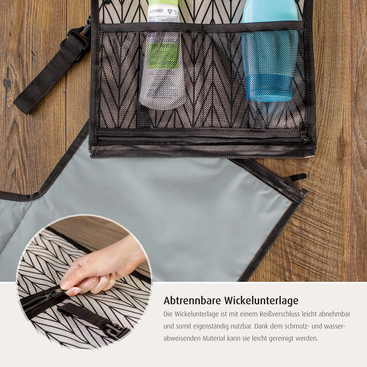 Reer Clip&Go Wickeltasche mehrfarbig mit Wickelauflage abwaschbar