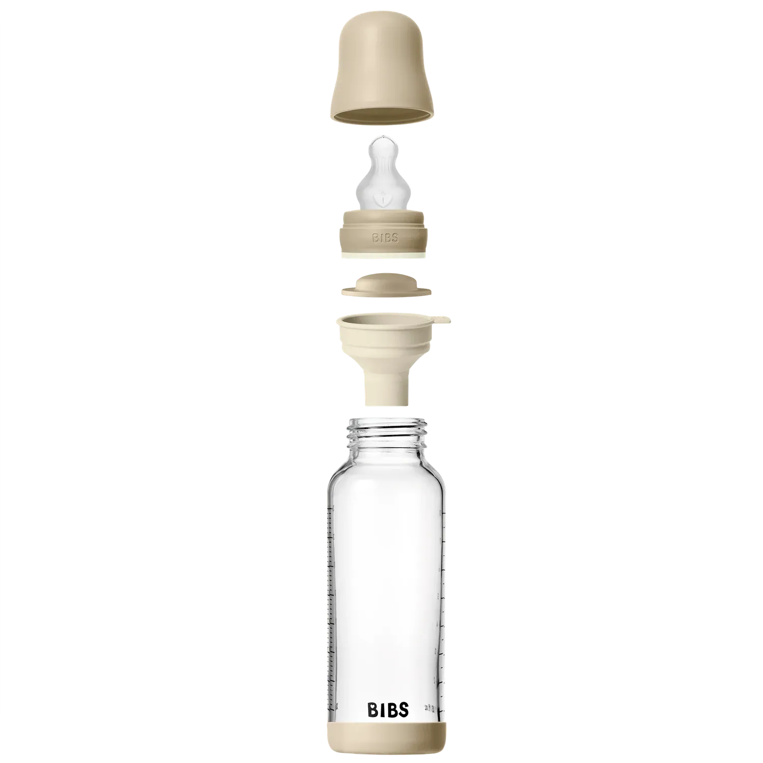 BIBS Glow Baby Glasflasche 240 ml Vanilla Silikon
