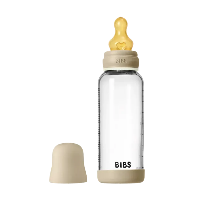 BIBS Glas Babyflasche Glow Set 240 ml Vanilla Latex