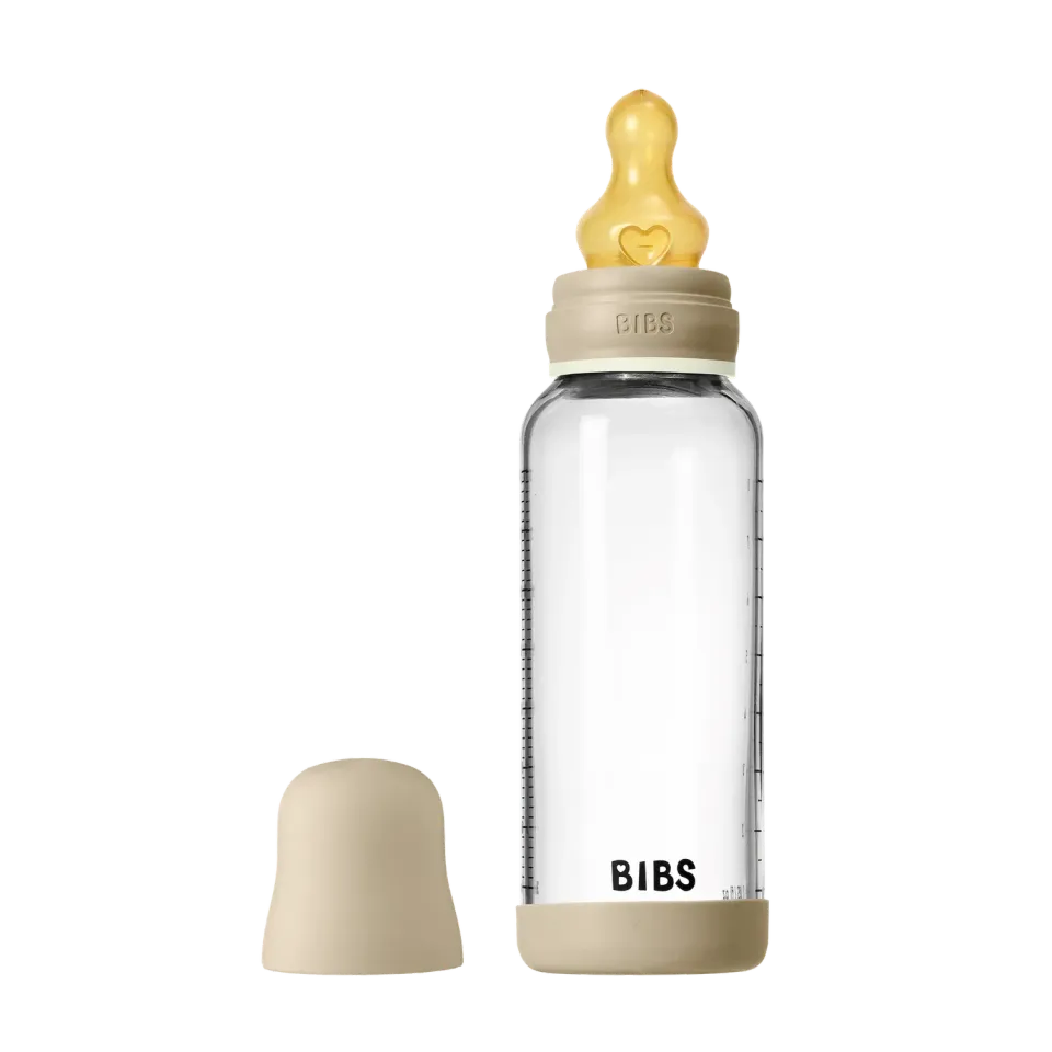 BIBS Glas Babyflasche Glow Set 240 ml Vanilla Latex