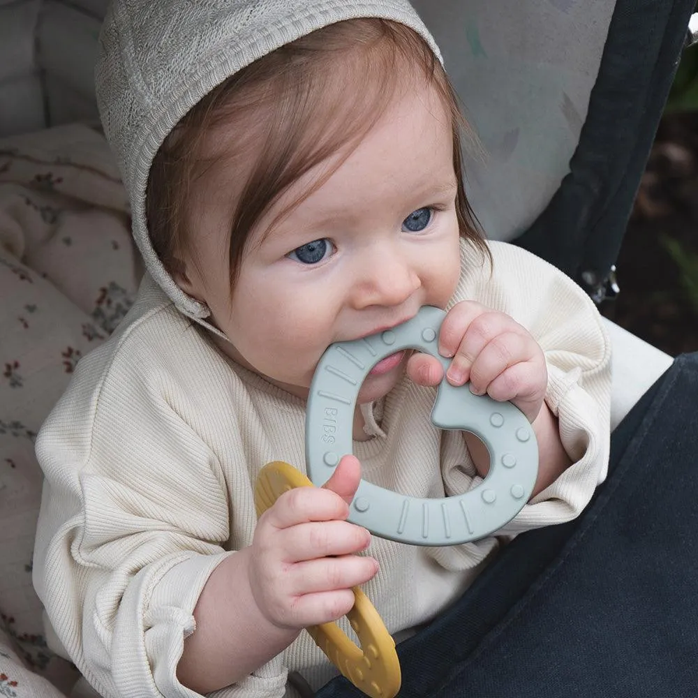 BIBS Baby Bitie Herz Beißring Baby Blue flexibel