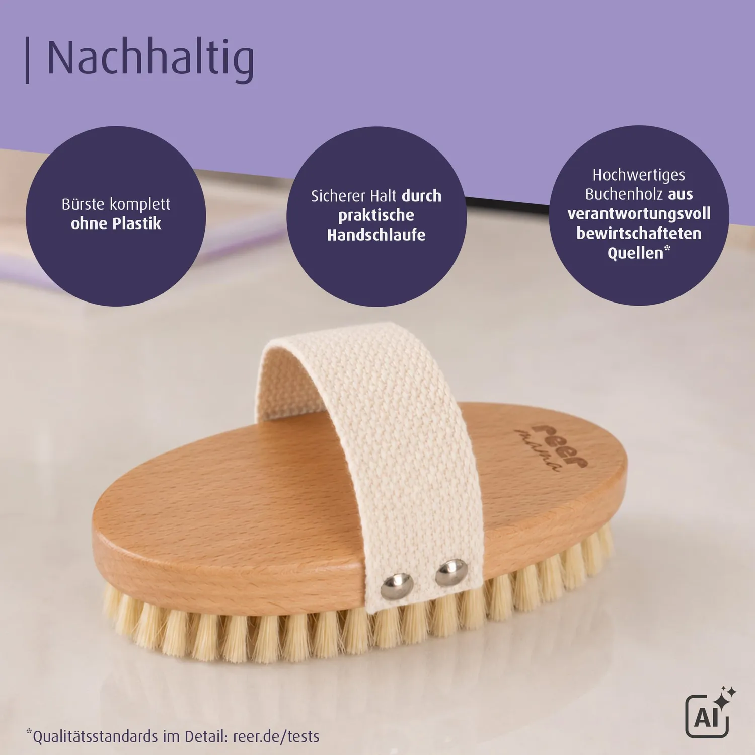 reer Massagebürste Körperbürste Naturborsten Schwangerschaft 1 Stück