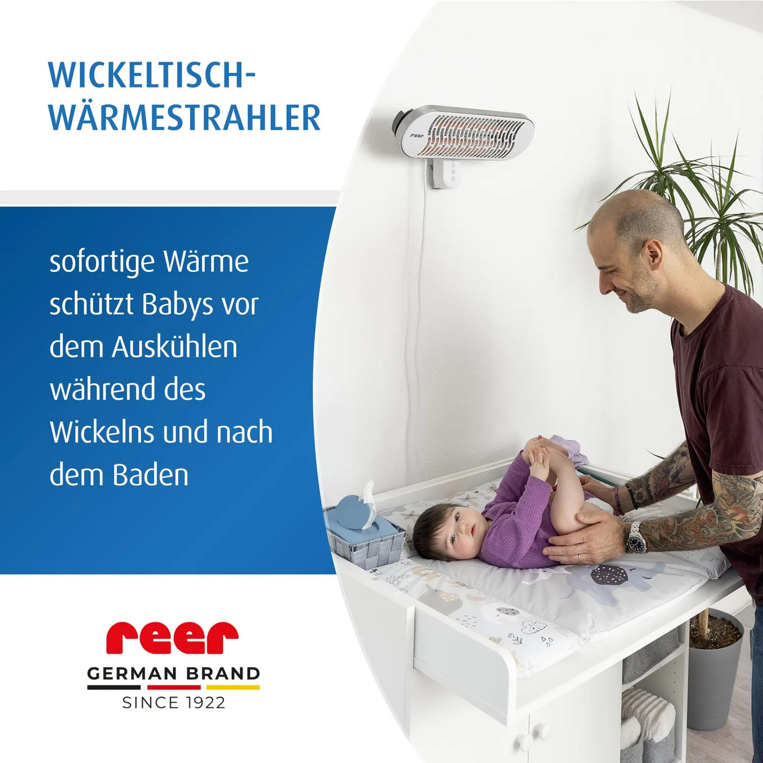 Reer HeatCare+ Wickeltisch Wärmestrahler mit Fernbedienung