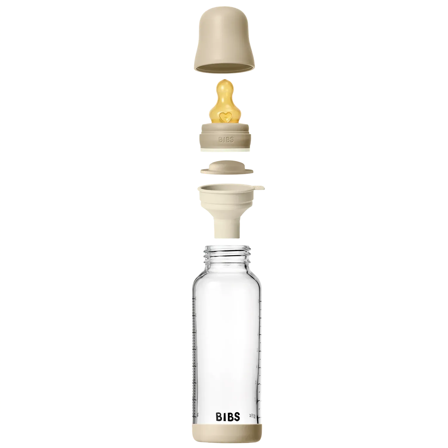 BIBS Glas Babyflasche Glow Set 240 ml Vanilla Latex