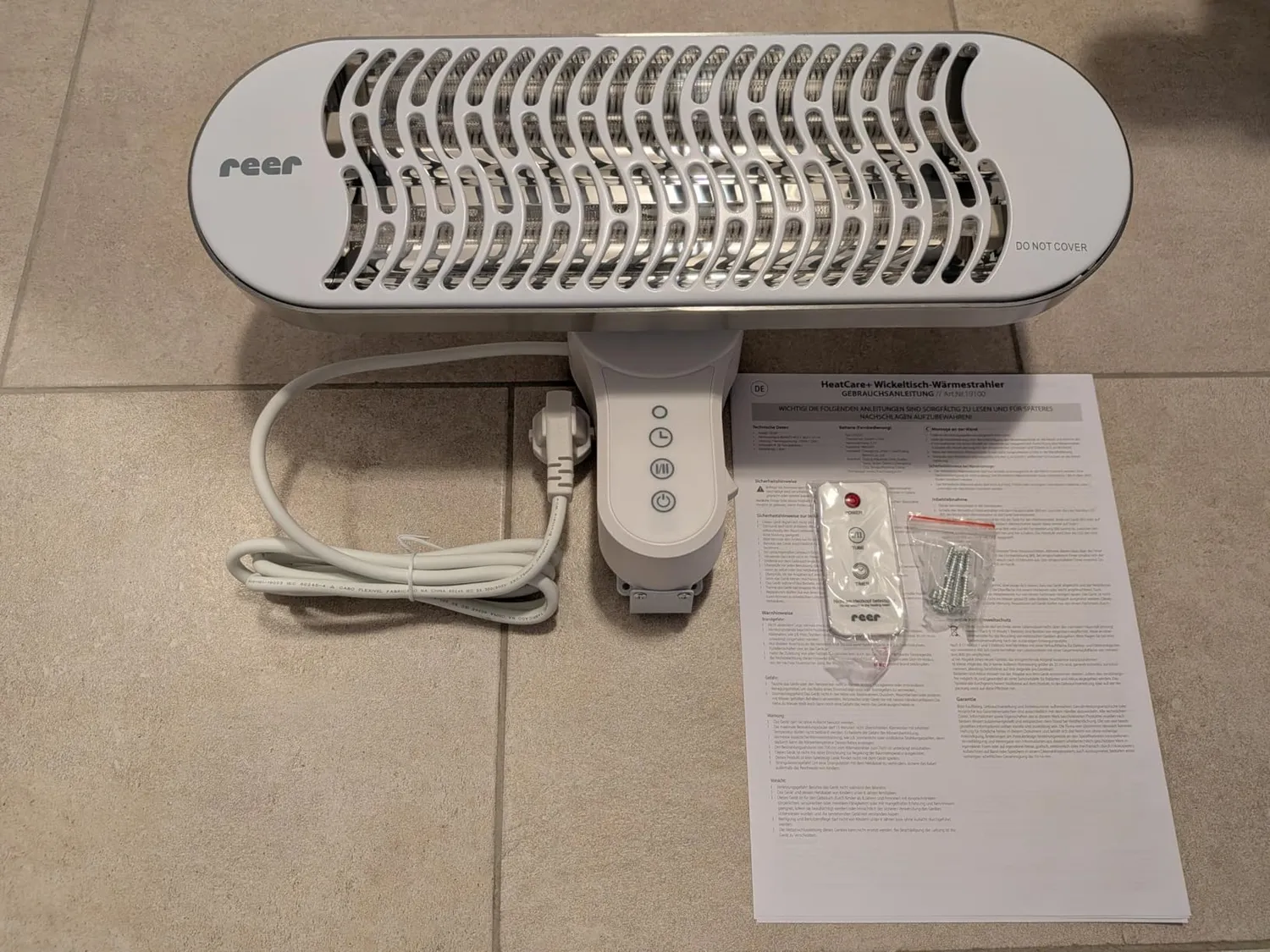 Reer HeatCare+ Wickeltisch Wärmestrahler mit Fernbedienung